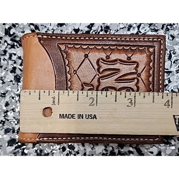 JK Leather Works Hand Tooled Leather Wallet Bifold - Initials TN - Picture 6 of 7
